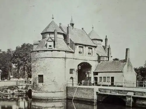 Bruges Belgien Belge maisons Grande Place Porte d'Ostende 1880 Albumin Photo