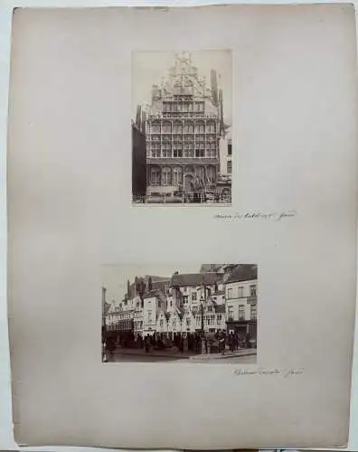 Gand Gent Belgien Belge Maison des Bateliers Chateau Ducale 1880 2 Albumin Photo