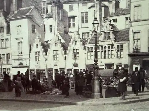 Gand Gent Belgien Belge Maison des Bateliers Chateau Ducale 1880 2 Albumin Photo