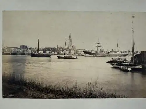 Anvers Antwerpen Belgien Belge Panorama Hafen Port  1880 Albumin Photo