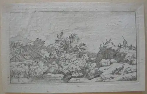 Allart van Everdingen (1621-1675) Ziegenhirte auf Hügel Radierung um 1670