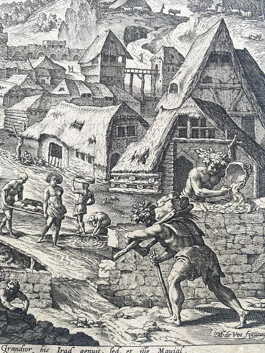 Johannes Sadeler (1550-1600) Kain erbaut die Stadt Henoch Radierung 1580 Genesis 3