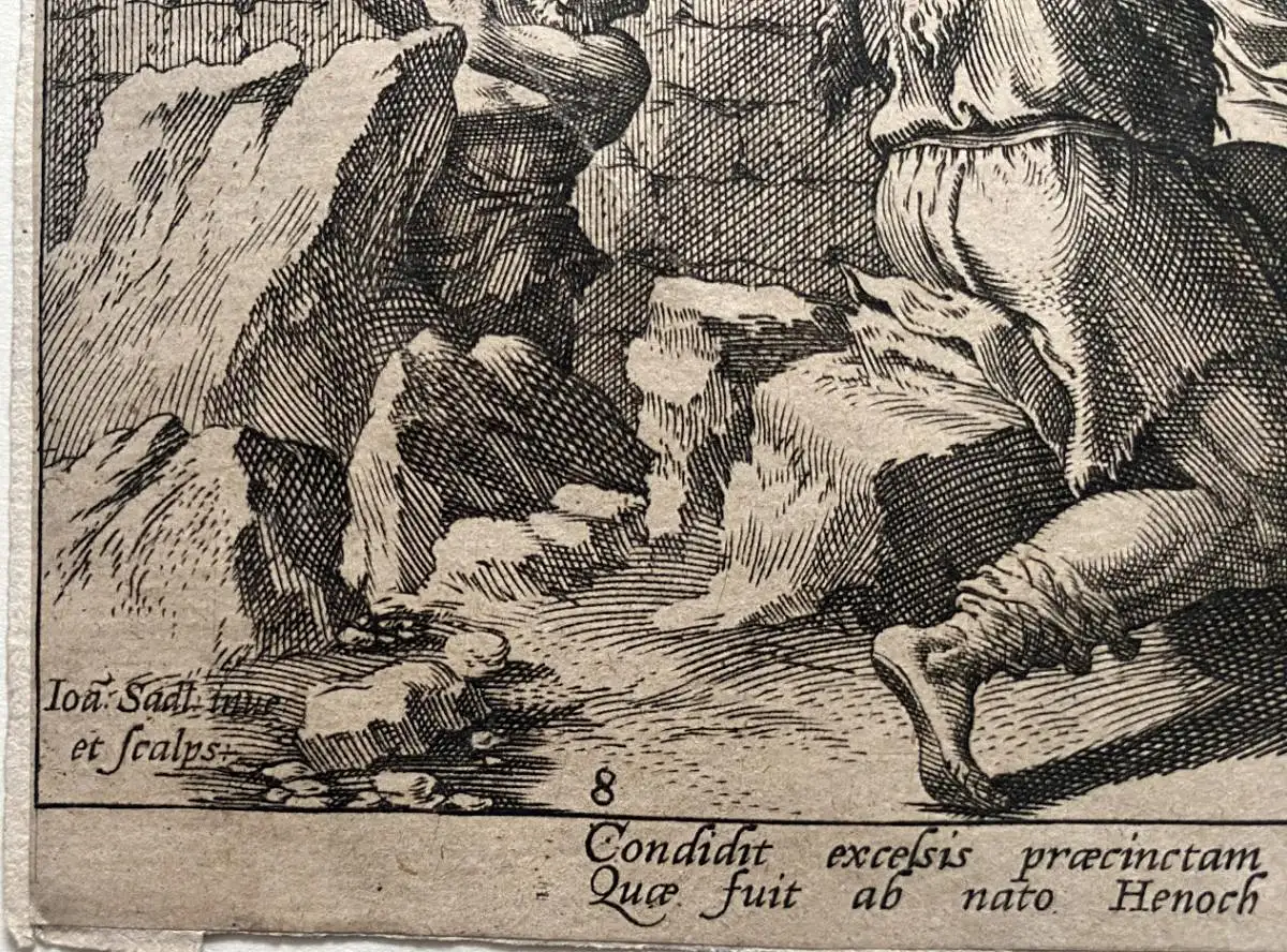 Johannes Sadeler (1550-1600) Kain erbaut die Stadt Henoch Radierung 1580 Genesis 5