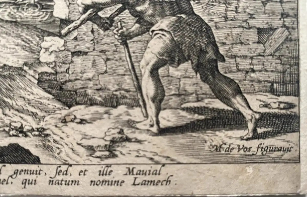 Johannes Sadeler (1550-1600) Kain erbaut die Stadt Henoch Radierung 1580 Genesis 6