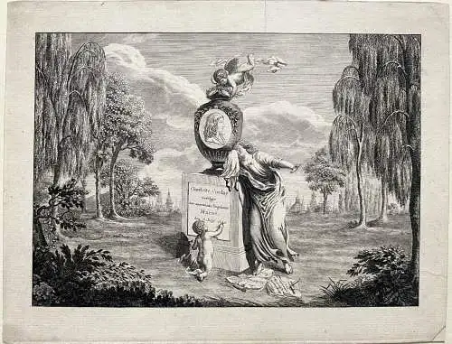 Denkmal Charlotte Corday Marat anonymer Kupferstich um 1795 Französ. Revolution