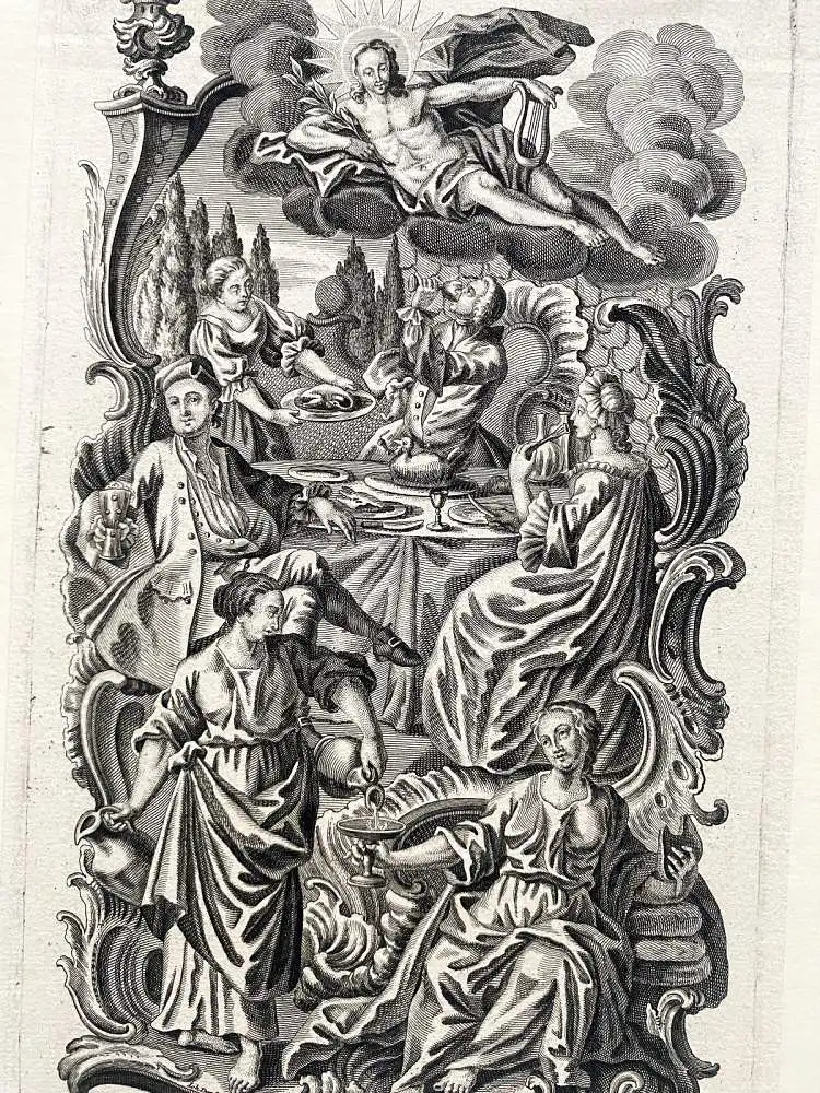 Joh. Michael Probst (1727-1776) Der Mittag Tageszeit Orig. Kupferstich 1770 1