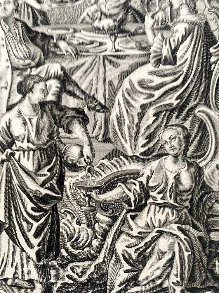 Joh. Michael Probst (1727-1776) Der Mittag Tageszeit Orig. Kupferstich 1770 3