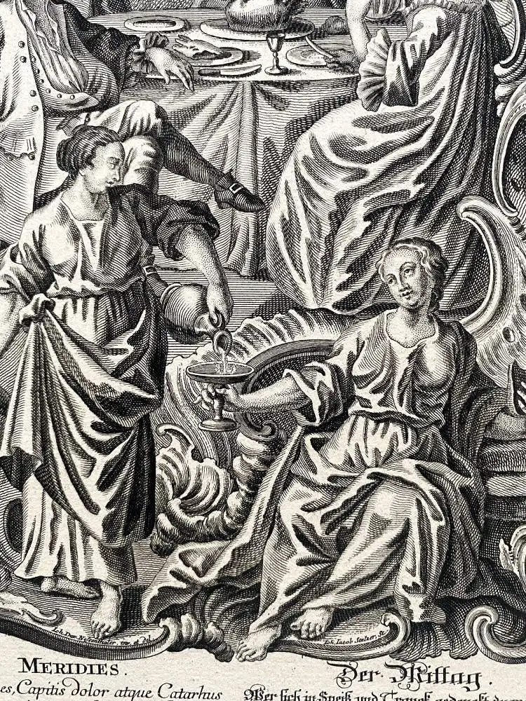 Joh. Michael Probst (1727-1776) Der Mittag Tageszeit Orig. Kupferstich 1770 4