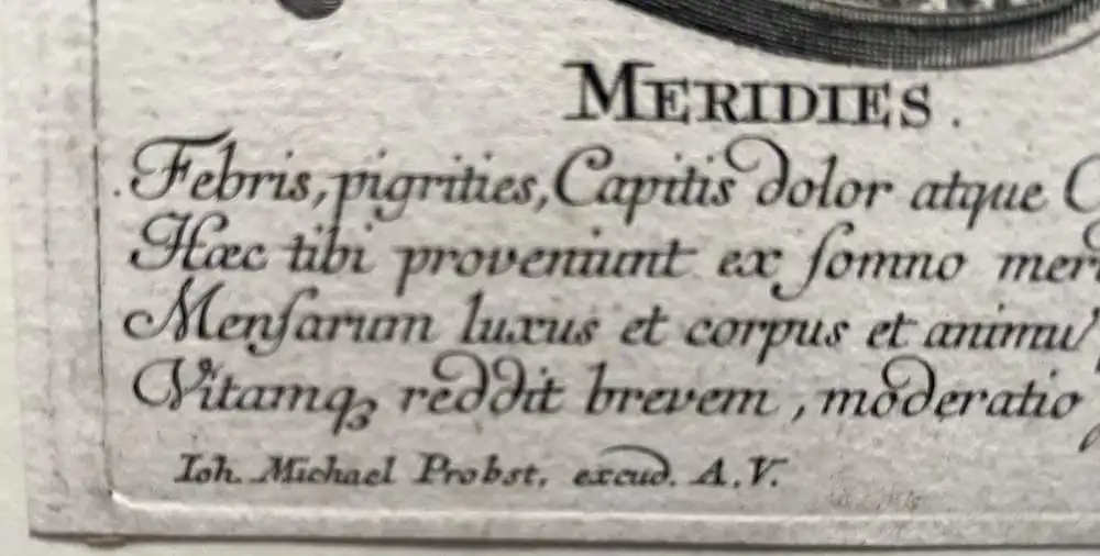 Joh. Michael Probst (1727-1776) Der Mittag Tageszeit Orig. Kupferstich 1770 5