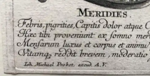 Joh. Michael Probst (1727-1776) Der Mittag Tageszeit Orig. Kupferstich 1770