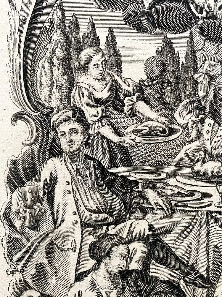 Joh. Michael Probst (1727-1776) Der Mittag Tageszeit Orig. Kupferstich 1770 6