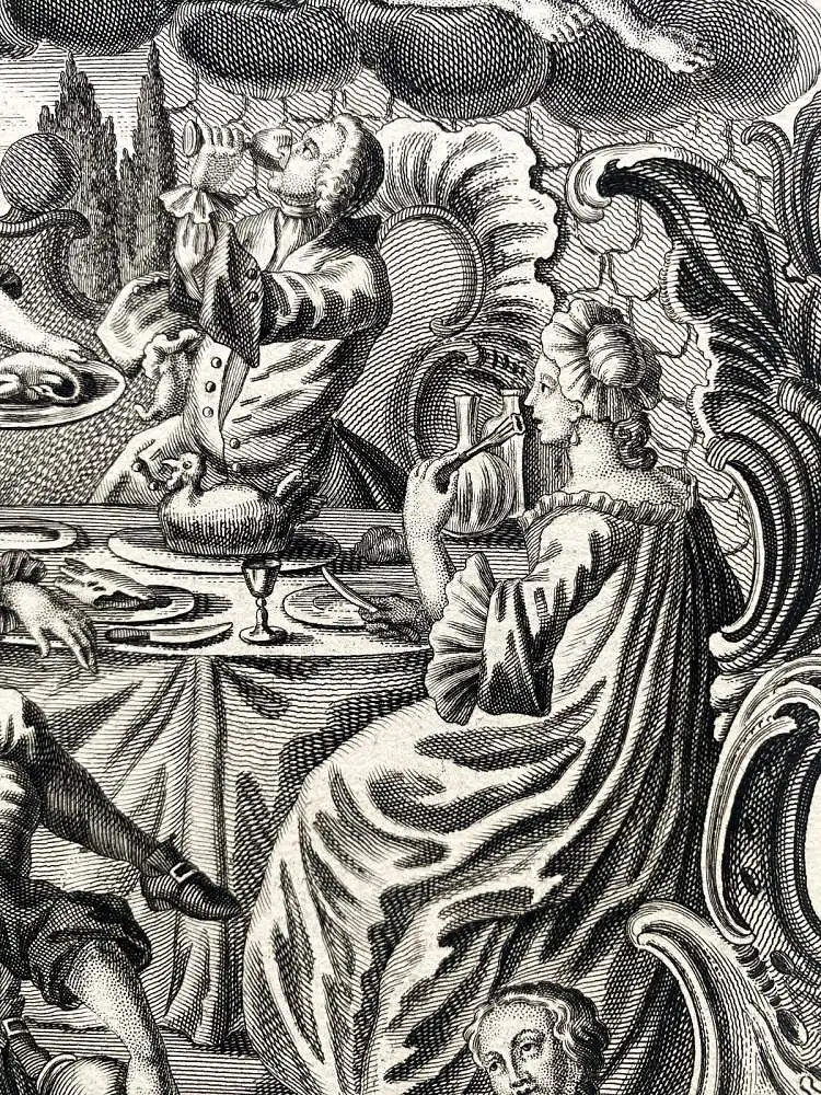 Joh. Michael Probst (1727-1776) Der Mittag Tageszeit Orig. Kupferstich 1770 7