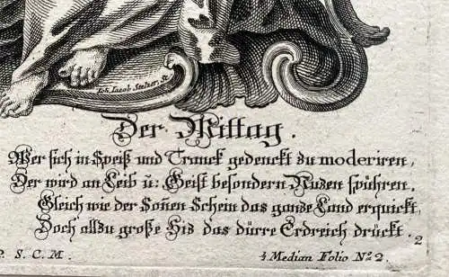Joh. Michael Probst (1727-1776) Der Mittag Tageszeit Orig. Kupferstich 1770