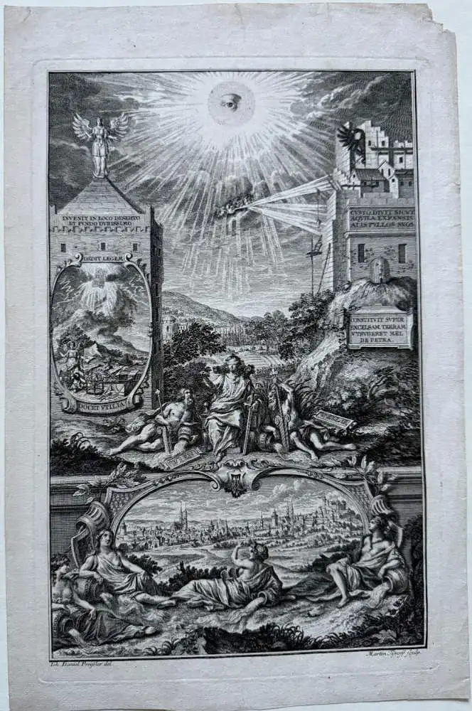 Martin Tyroff (1702-1757) Allegorie deutsche Kaiser Nürnberg Kupferstich 1750 0