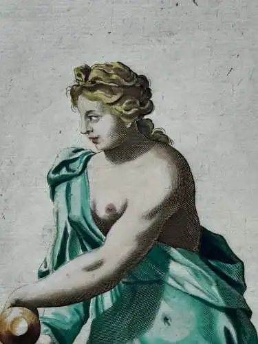 Eleemosina Die Wohltäterin Kolorierter Kupferstich Io. Lanfranc 1780