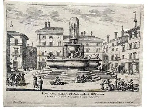 Roma Fontana Piazza Rotonda della Porta Kupferstich G. B. Falda 1690 Italia