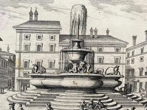 Roma Fontana Piazza Rotonda della Porta Kupferstich G. B. Falda 1690 Italia