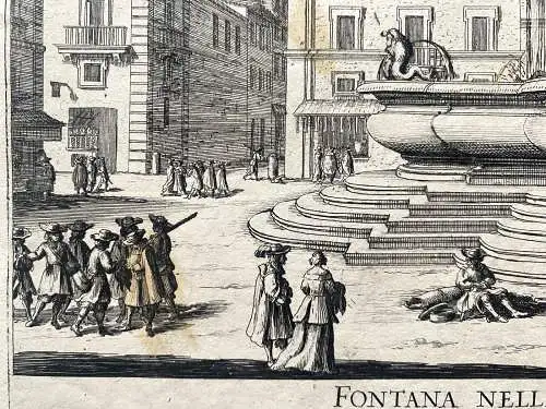 Roma Fontana Piazza Rotonda della Porta Kupferstich G. B. Falda 1690 Italia