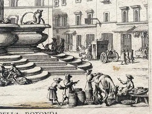 Roma Fontana Piazza Rotonda della Porta Kupferstich G. B. Falda 1690 Italia