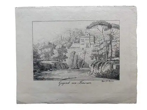 Gegend von Frascati Italien Italia Orig. Lithographie F. C. Birner 1850 Latium