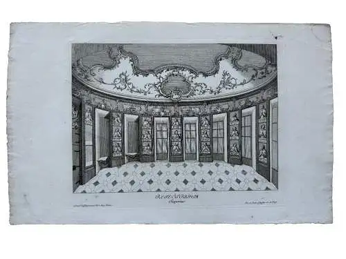 Gebrüder Klauber Barocker Speisesaal Kloster Heiligenpanorama Radierung 1750