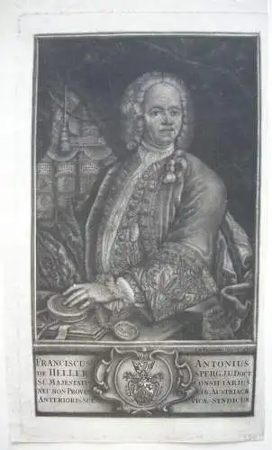 Anton v. Hellersperg (1728)  Bayerischer Jurist Orig Schabkunstblatt Ledergerber