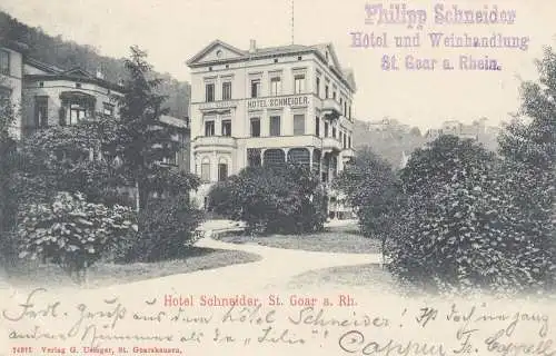 AK St. Goar a. Rhein Hotel Schneider gel 1904 Rheinland Pfalz