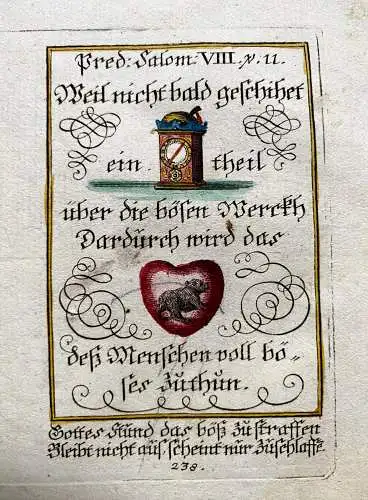 Alkolor geistl Emblemkupfer Bodenehr Narrenrede Schreiben vom Guten Rebus 1699