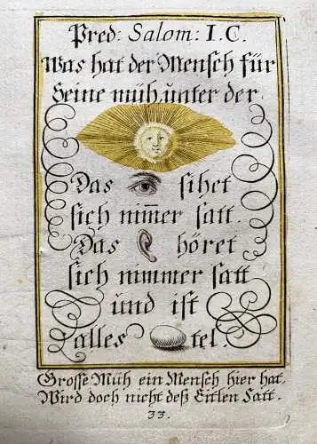 Alkolor geistl Emblemkupfer Bodenehr Wurzel allen Übels Müh Sonne Rebus 1699