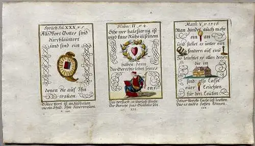 Alkolor geistl Emblemkupfer Bodenehr Schild Halsstarrige Herzen Rebus 1699