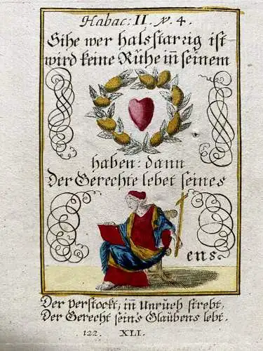 Alkolor geistl Emblemkupfer Bodenehr Schild Halsstarrige Herzen Rebus 1699