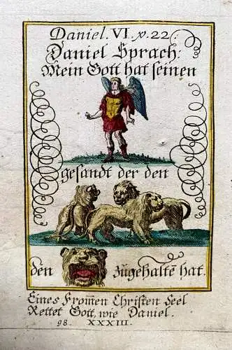 Alkolor geistl Emblemkupfer Bodenehr Memento Mori Löwen Falle Grab Rebus 1699