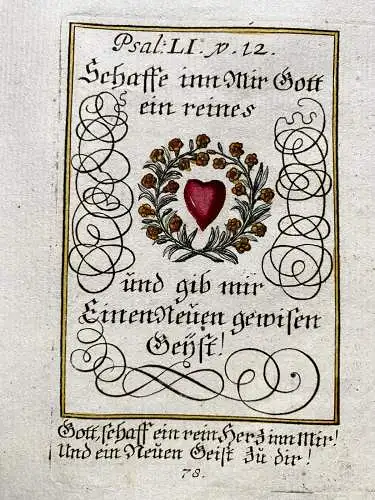 Alkolor geistl Emblemkupfer Bodenehr Reines Herz Sonne Augen Rebus 1699