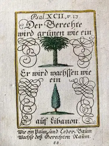 Alkolor geistl Emblemkupfer Bodenehr Speise von Gott Recht Fruchtbark Rebus 1699