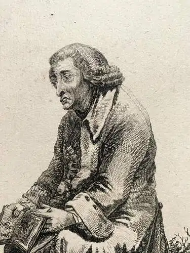 Robert Brichet (VIII) Der Melancholiker Temperamente Kupferstich nach Goez 1784