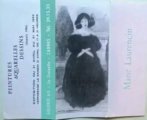 Marie Laurencin (1883-1956) Einladungskarte Ausstellung la Croisette Cannes 1962