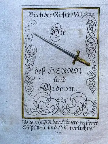 Alkolor geistl Emblemkupfer Bodenehr Elefant Eherner Bogen spannen Rebus 1699