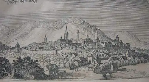 Spangenberg Gesamtansicht Kassel Hessen Orig Kupferstich Merian 1650