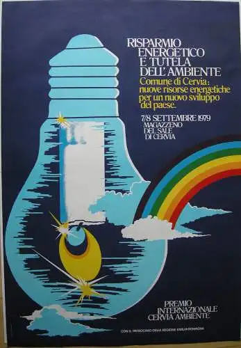 Plakat Risparmia Energetico Messe Cervia Lithografie coop tuttifrutti 1979