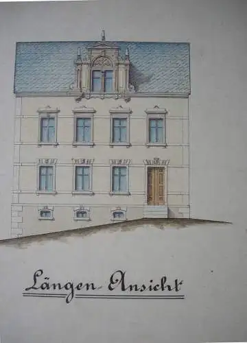 Callenberg Entwurf Wohnhaus Gustav Reichenbach 1885 Aquarell Sachsen