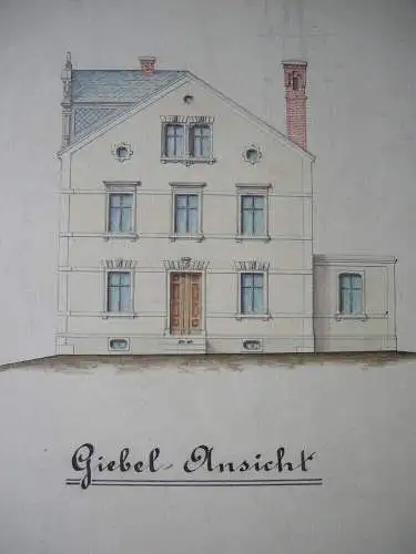 Callenberg Entwurf Wohnhaus Gustav Reichenbach 1885 Aquarell Sachsen