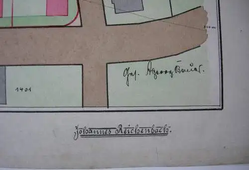 Entwurf Stadtplanung Johannes Reichenbach 1914 Aquarell Akademie-Zeichnung
