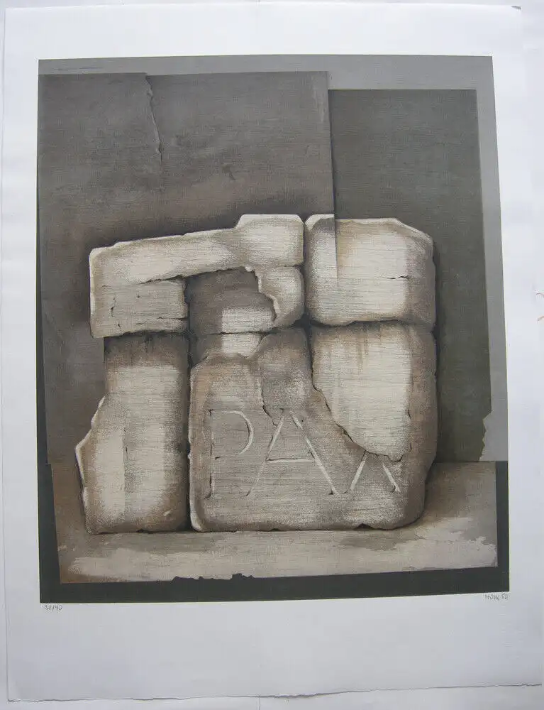 Hans O. Müller-Erbach (1921-1984) PAX Friede Lithografie 1980 signiert 0