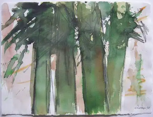 Oskar Koller (1925-2004) Bäume Orig Aquarell signiert 1998