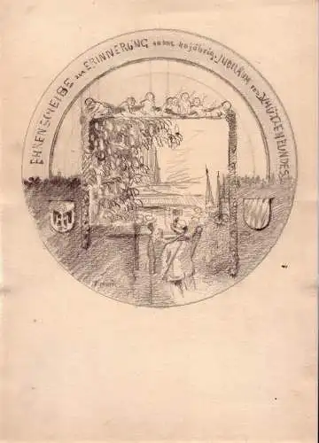 Ehrenscheibe Schützenbund München Entwurf  von Toni Erhard um 1930 signiert  