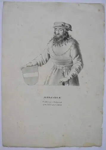 Albrecht IV (1377-1404) Erzherzog von Österreich Orig Lithografie 1850