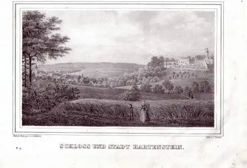 Hartenstein bei Chemnitz Sachsen Lithographie 1842 