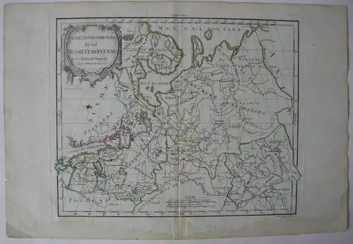 Europäisches Russland Nördlicher Teil kolor Orig Kupferstich Vaugondy 1784