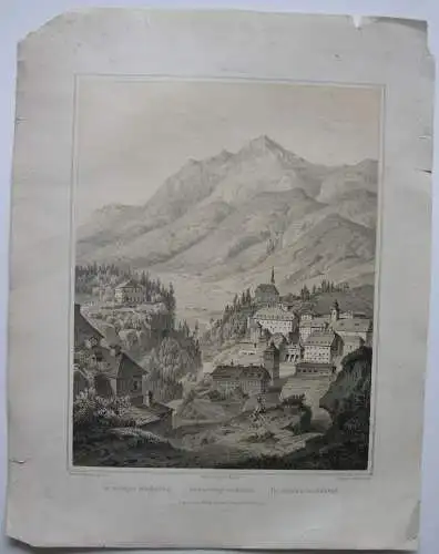 Wildbad Gastein Gamskahrkogl Salzburg Österreich Lthographe  L. Rottmann 1849