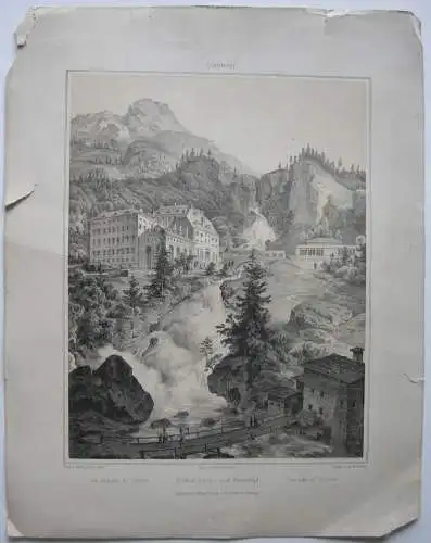 Wildbad Gastein Salzburg Österreich Lthographe Tonpatte L. Rottmann 1849